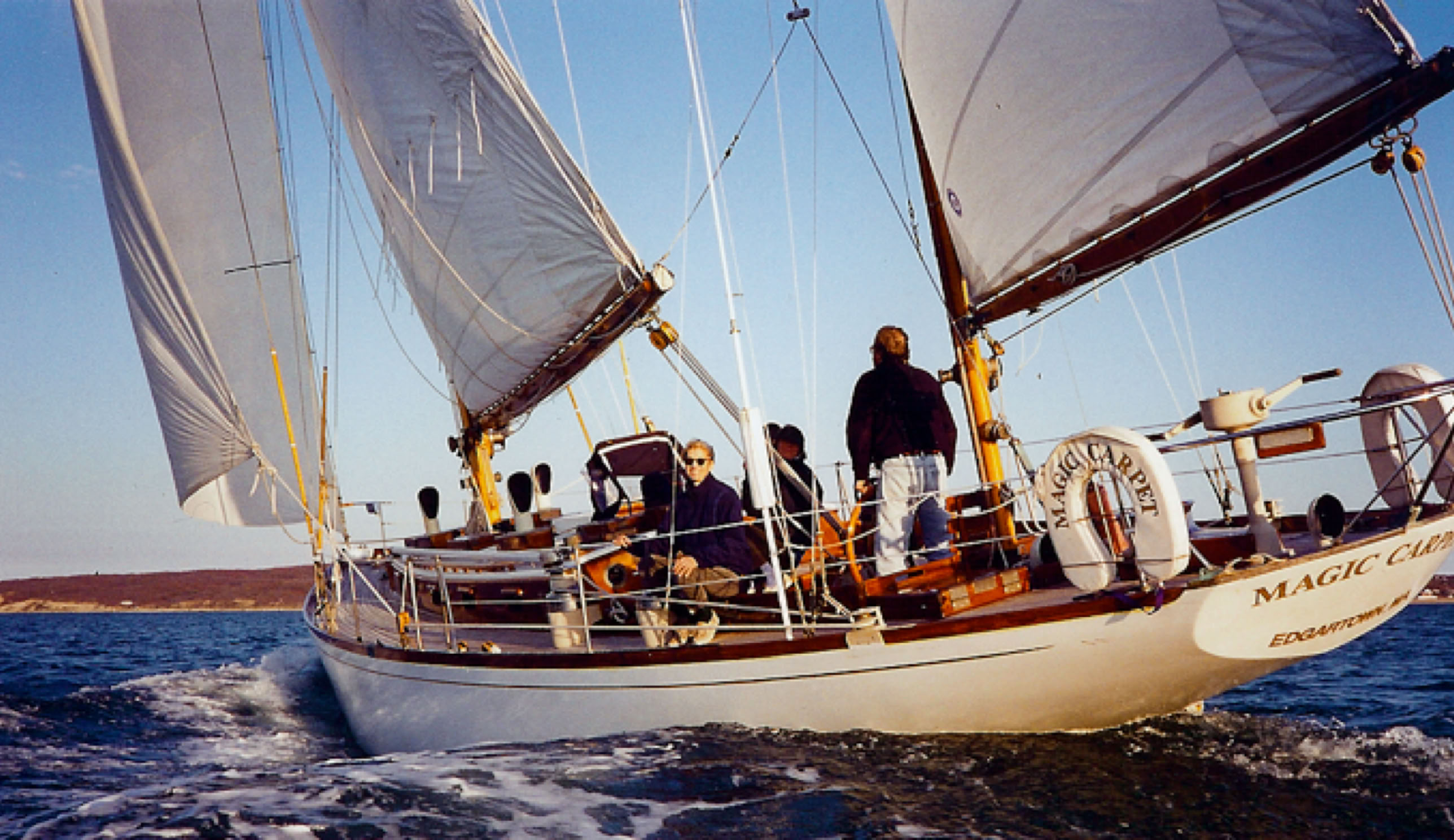 Magic Carpet sailing out along Cape Poge in to Nantucket Sound