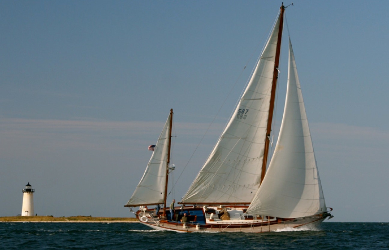 Magic Carpet sailing out of Edgartown Harbor, Martha's Vineyard